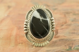Genuine White Lightening Sterling Silver Navajo Ring